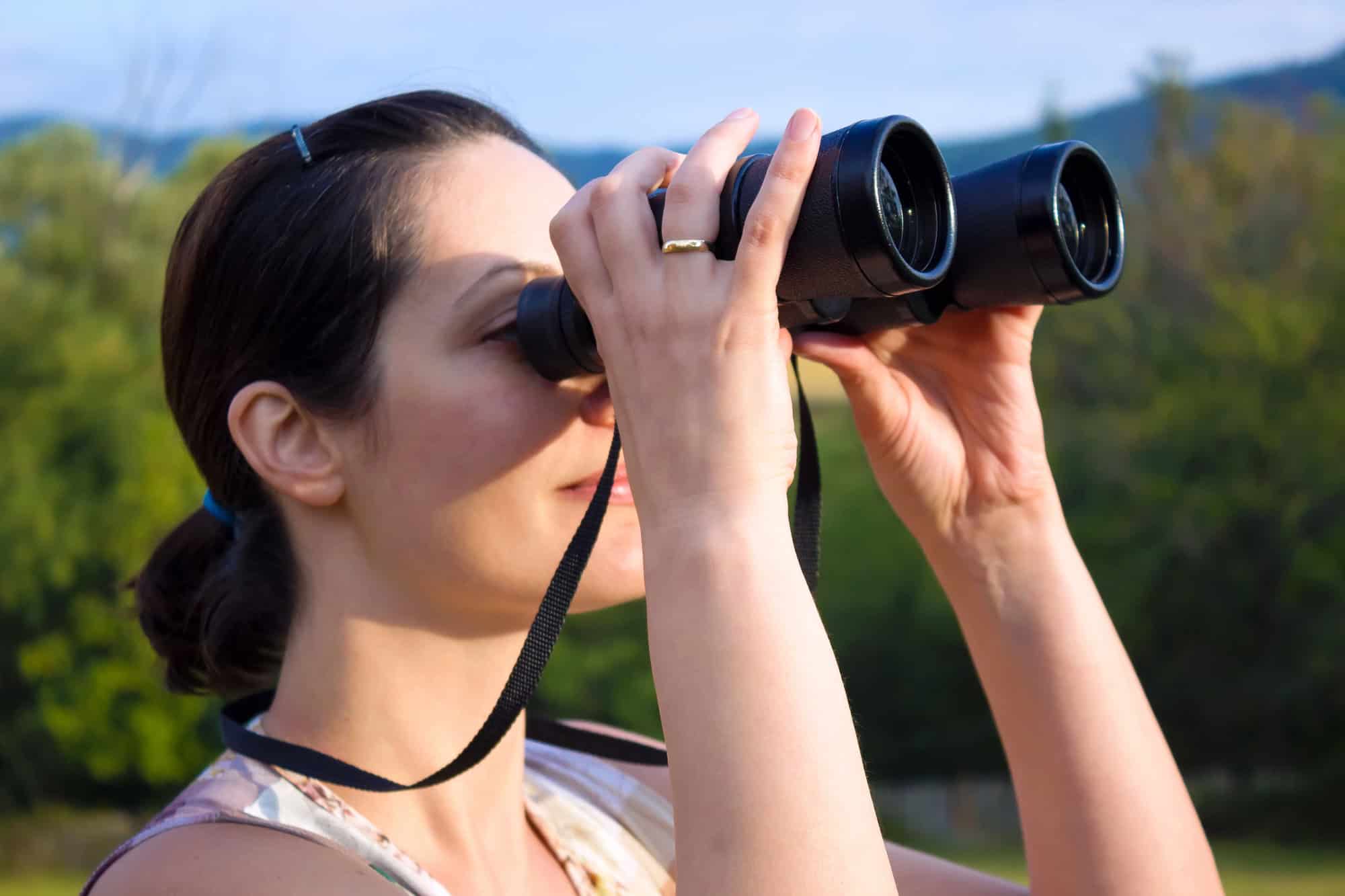 Woman with binoculars