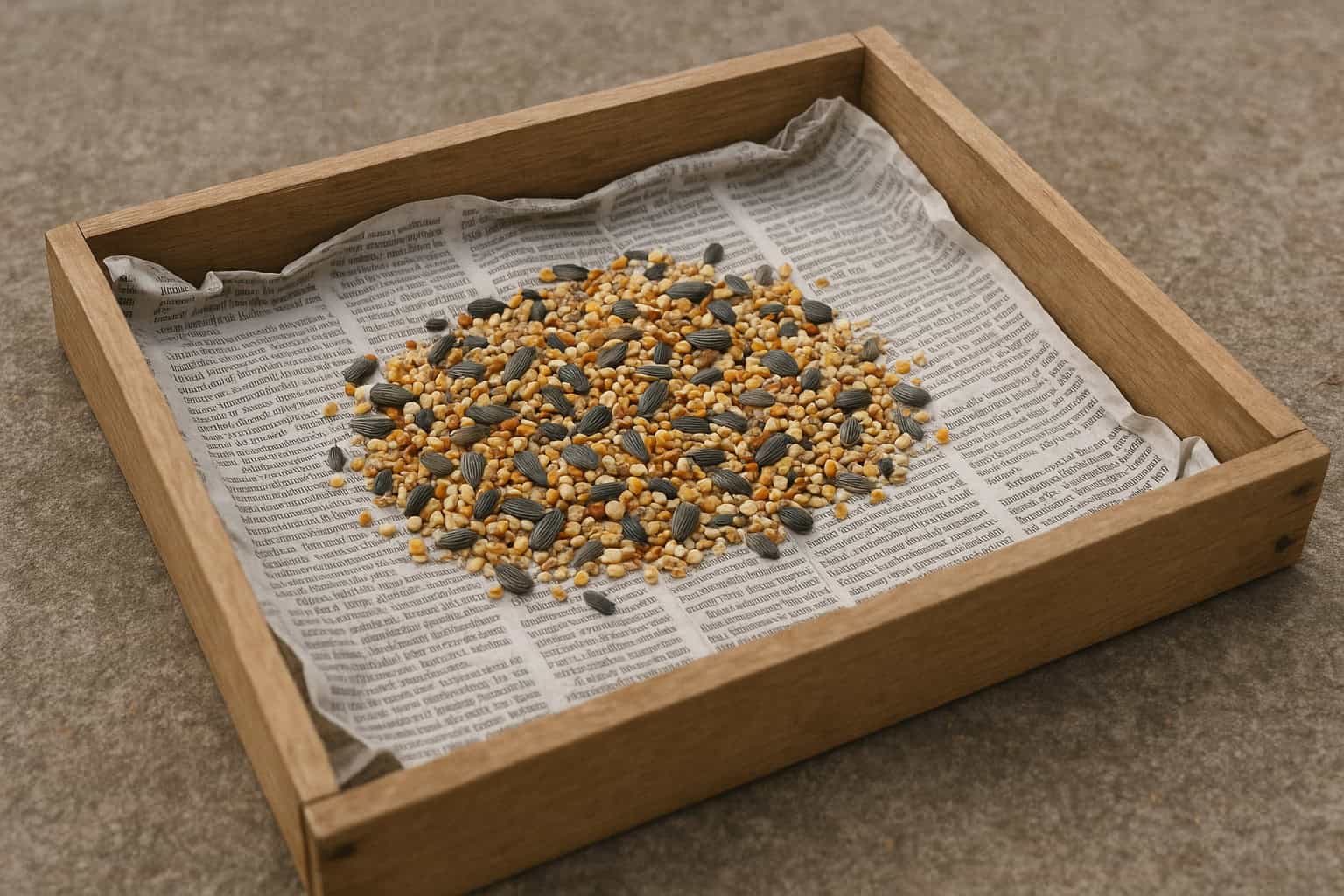 Newspaper lined feeder