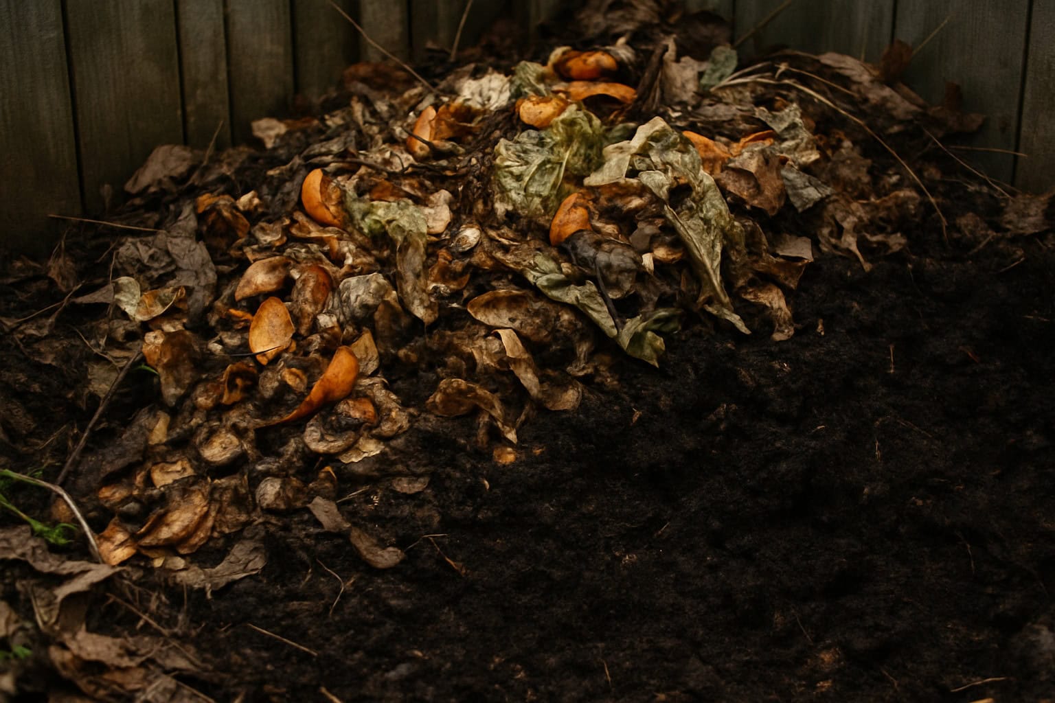 A robin pulls a worm from a rich compost pile.