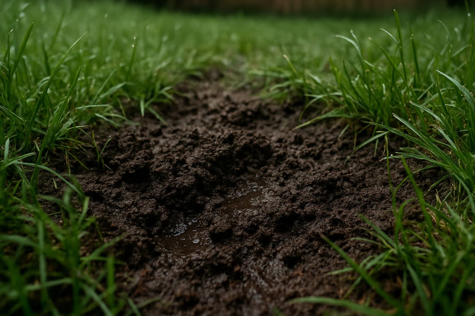 Close up of dark, moist, and healthy soil.