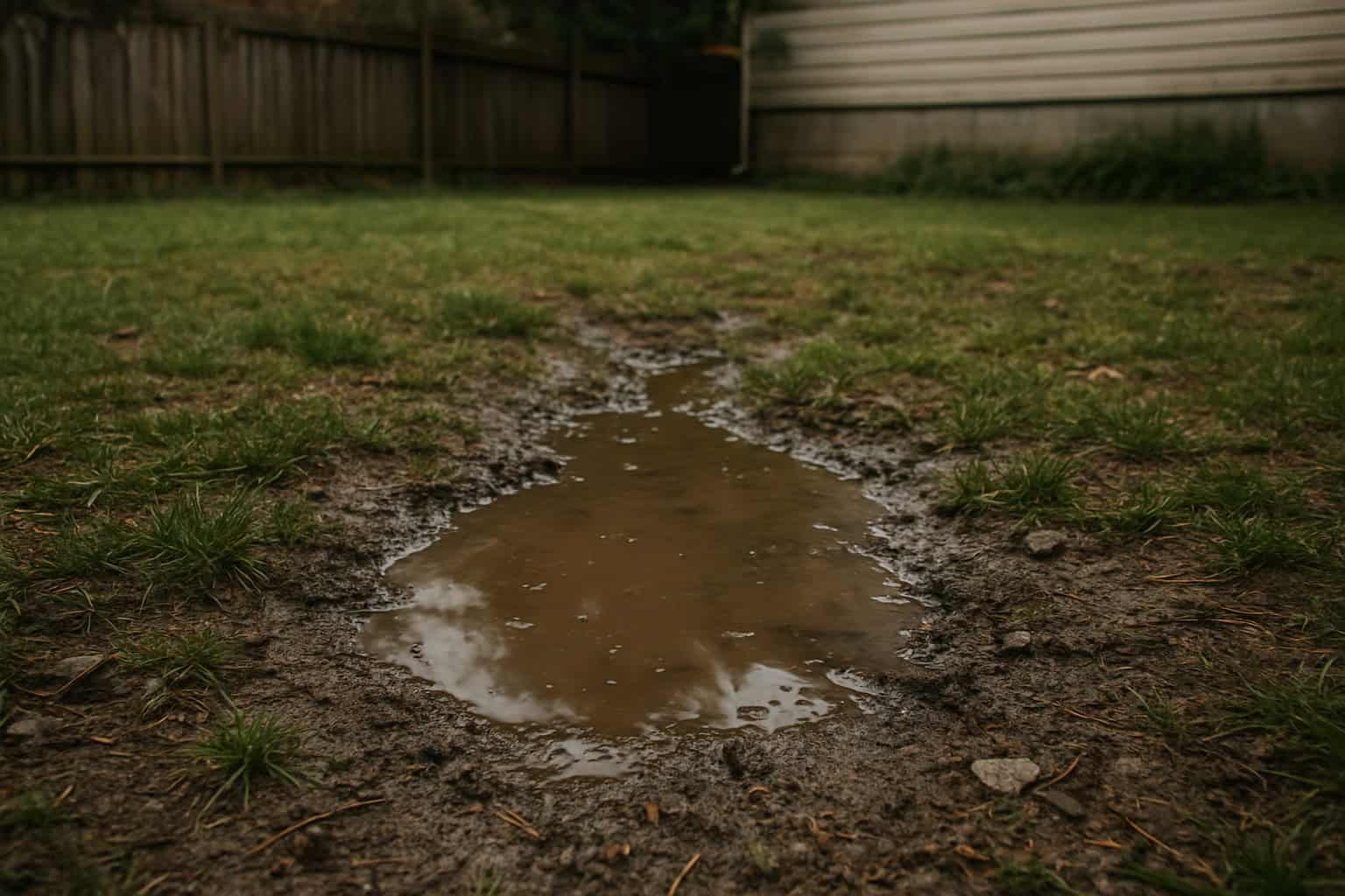 A robin gathers mud from a puddle for its nest.