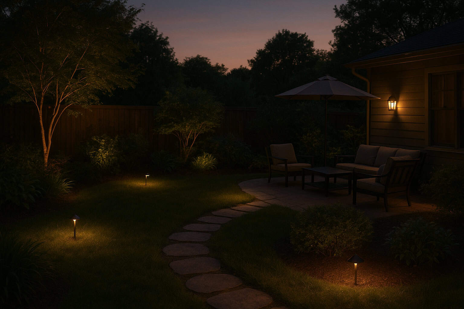 A soft, downward-facing yellow porch light that reduces light pollution.