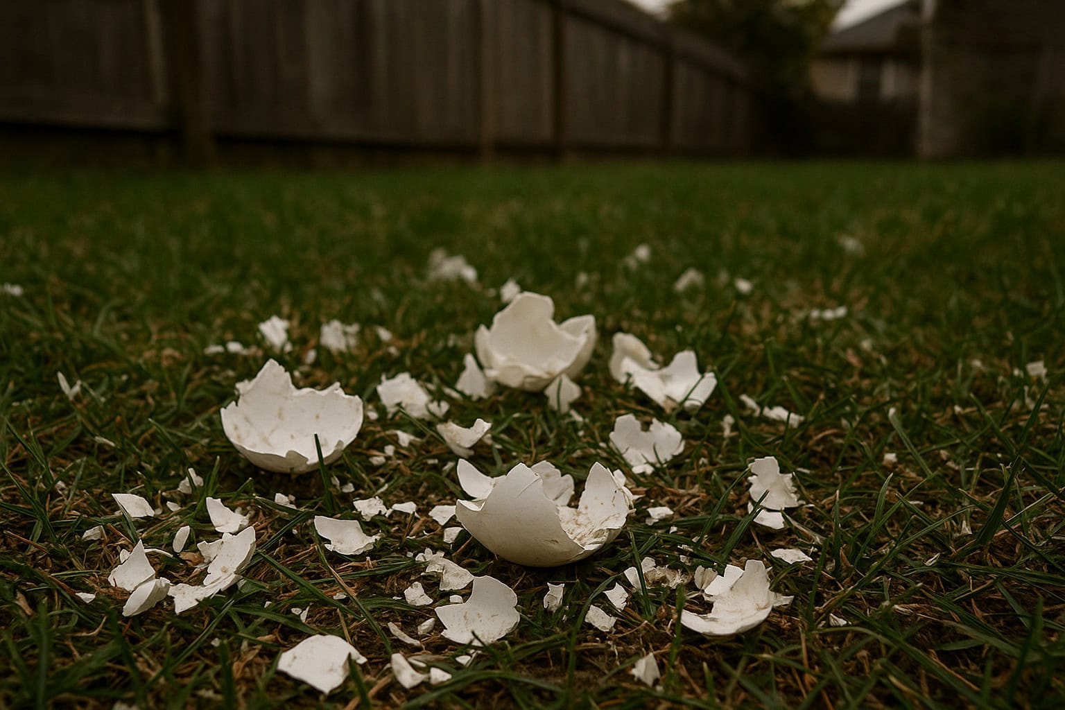 Crushed and sterilized eggshells scattered on the ground for birds.