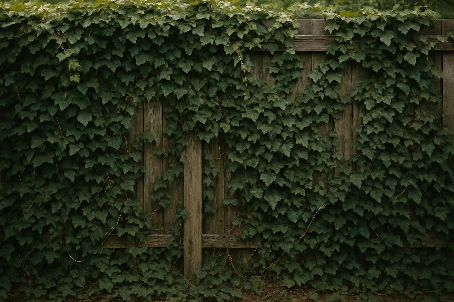 A native vine, like Virginia Creeper, covers a fence, providing berries and shelter.