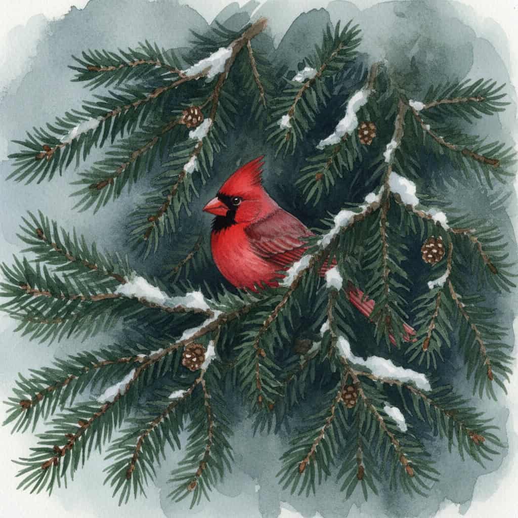 Where Adult Cardinals Go to Stay Safe in Winter