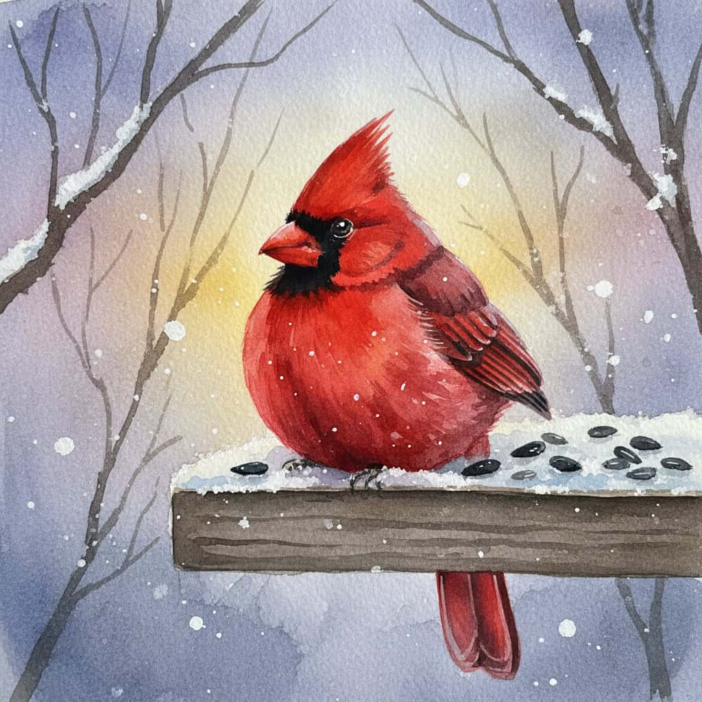 Cardinals at Cold Weather Feeders